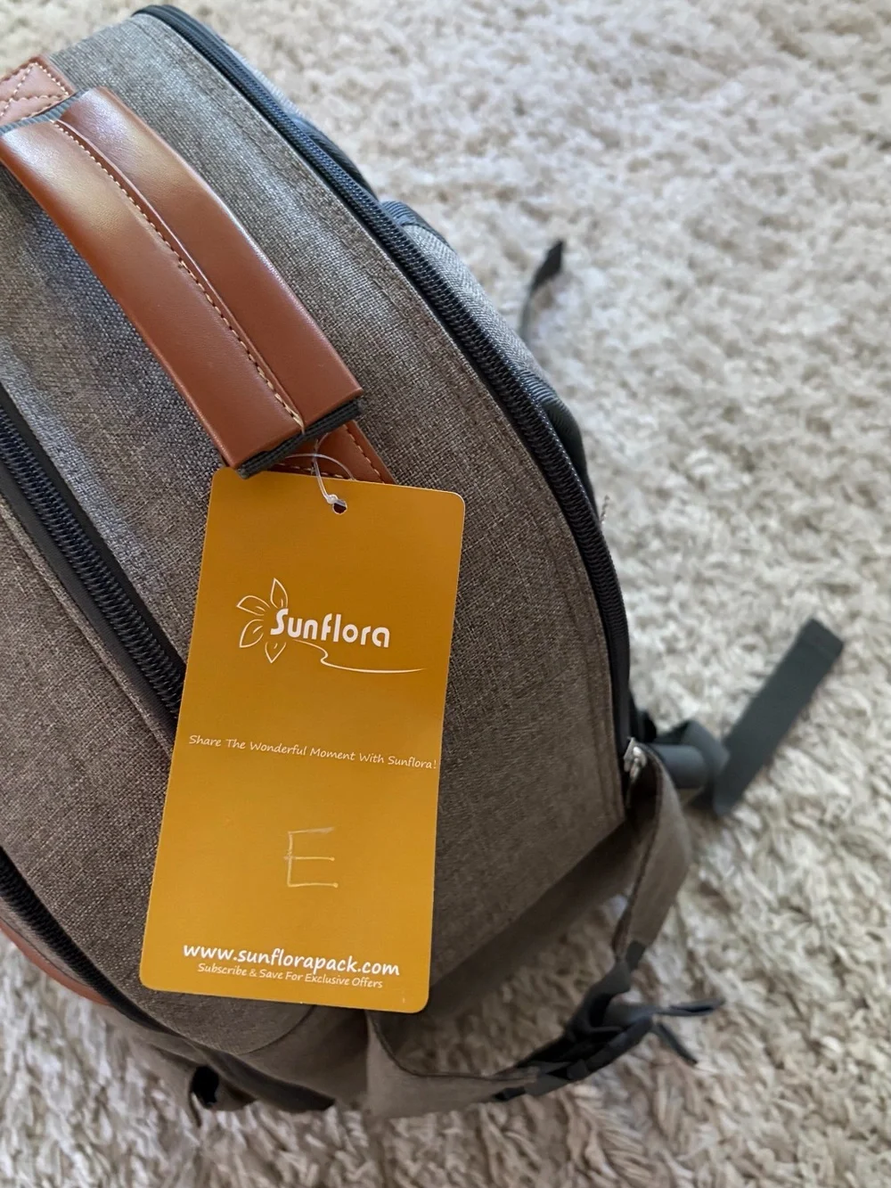 Brown/Tan Canvas Picnic Backpack with Service for 4